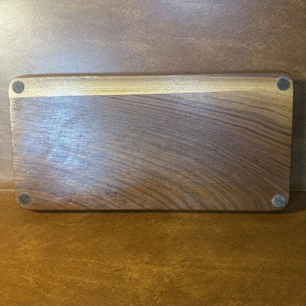 Vtg Mid Century Men's Brown Wood & Brass Jewelry Valet Desk Organizer Caddy MCM